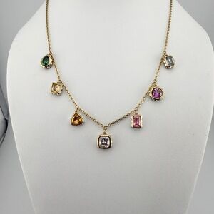 Swarovski Crystal Multi Colored Crystal Necklace Gold Toned